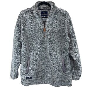 Simply Southern Women’s Sherpa Faux Shearling Quarter Zip Popover Gray